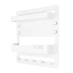 Adhesive Wall Shelf with Hooks & Cable Clips – No-Drill Wall Mount Shelf Richie's White