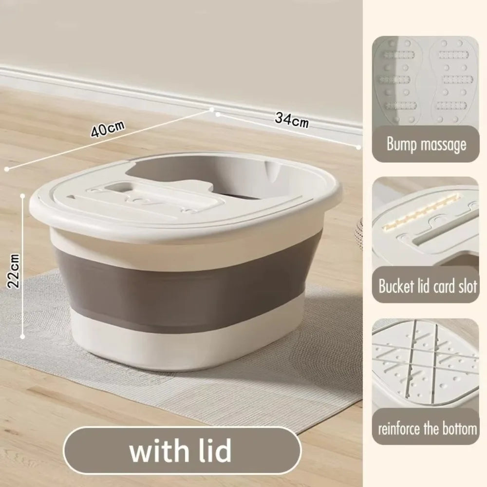 Foldable Foot Bath Tub with Lid | Space-Saving Soak Basin Foot Bath Basin Richie's Grey