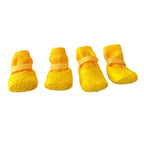 4-Pack Anti-Slip Waterproof Dog Shoes & Adjustable Pet Boots Dog Boots Richie's Yellow-M