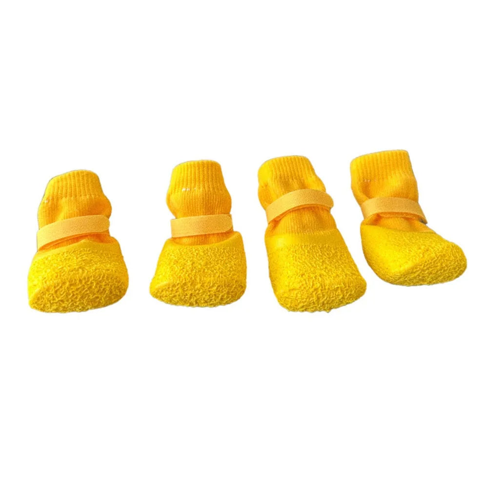 4-Pack Anti-Slip Waterproof Dog Shoes & Adjustable Pet Boots Dog Boots Richie's Yellow-M