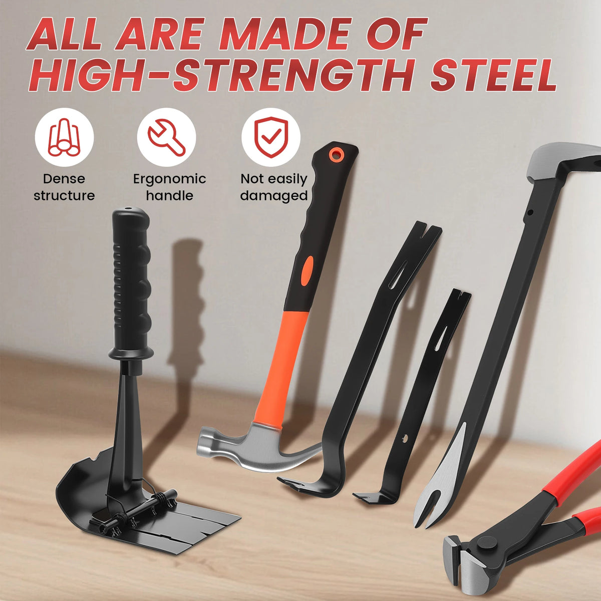 6-Piece Pry Bar & Nail Puller Set with Hammer & Pliers Pry Bar Tool Set Richie's
