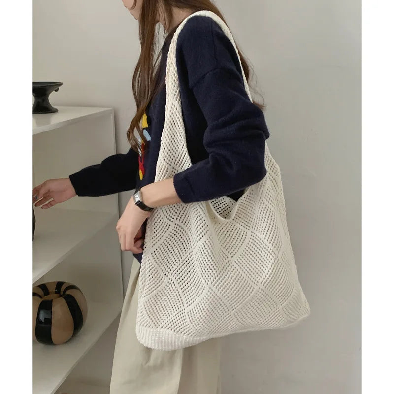 Large Capacity Knitted Crochet Shoulder Bag for Women Knitted Shoulder Bag Richie's