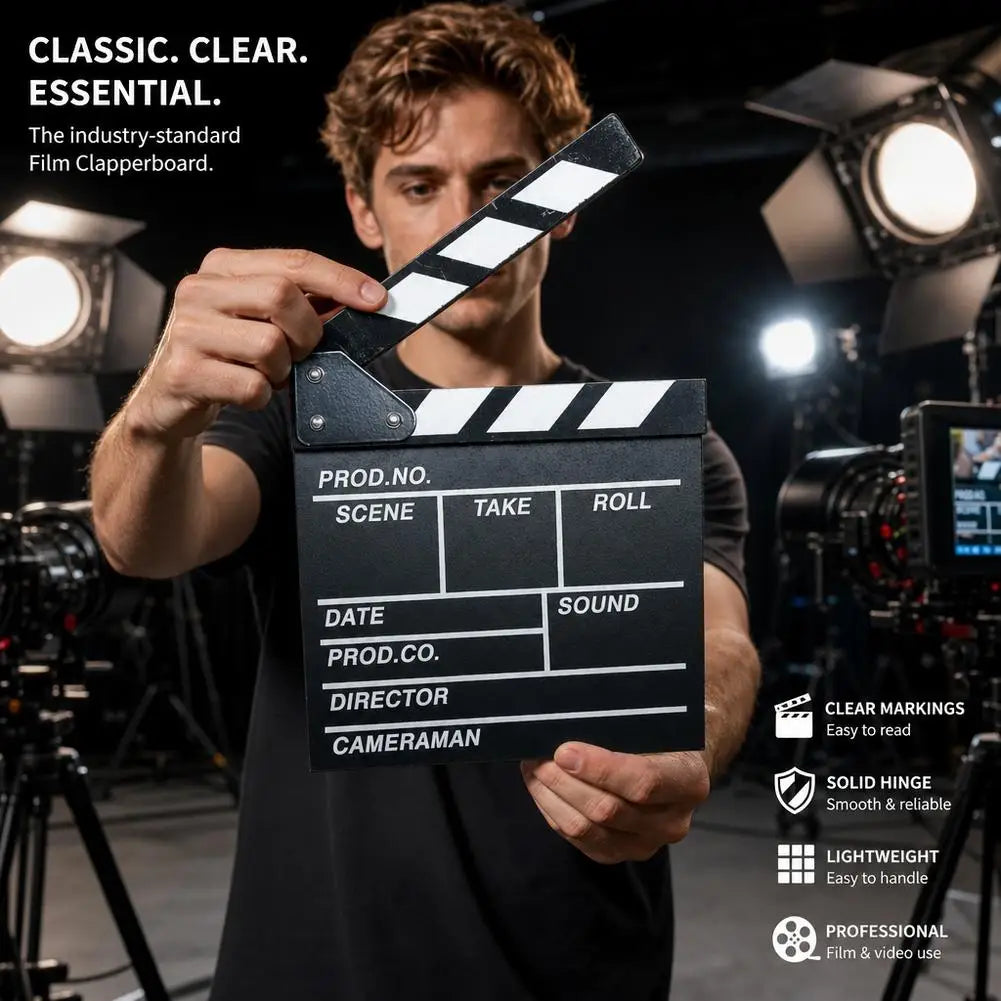 Wooden Movie Clapperboard 20x20cm – Film Slate & Prop Movie Clapperboard Richie's