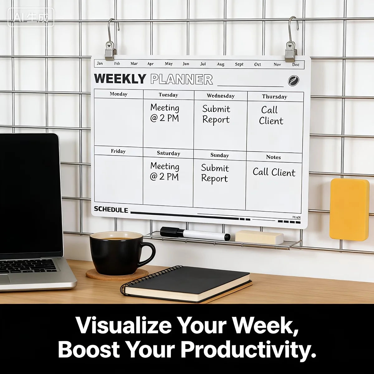 Magnetic Weekly Planner Whiteboard | Erasable Schedule Board Whiteboard Planner Richie's