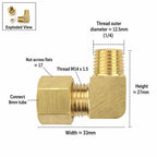 Brass 90° Compression Elbow Fitting Male Thread Tube Connector Compression Pipe Fitting Richie's 1-4- x 8mm