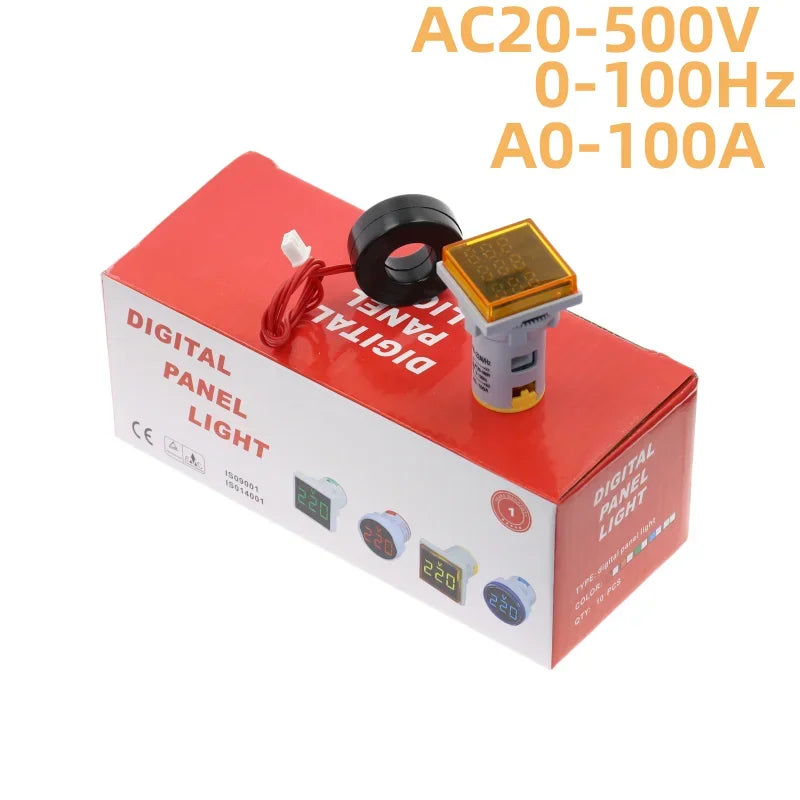 AC 20-500V 0-100A LED Digital Voltmeter Ammeter Hz Meter 10pcs Digital Panel Meter Richie's Yellow 10pcs-A V Hz