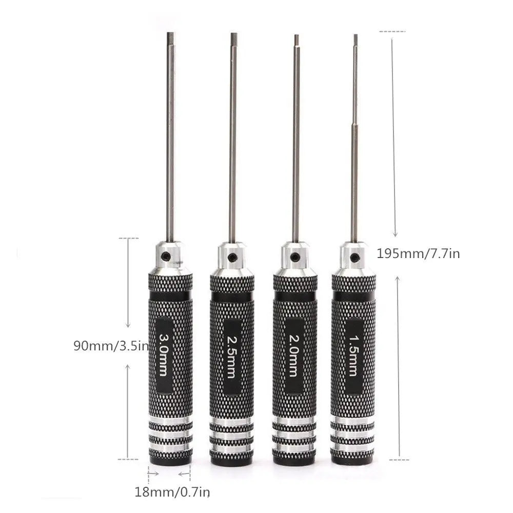 TOTNEND RC Hex Screwdriver Set 1.5–3mm Titanium Coated 4pc Precision Hex Screwdriver Richie's