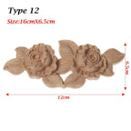 Unpainted Wood Carved Rose Flower Applique Furniture Ornament Wood Carved Applique Richie's type 12-16cmX6.5cm-