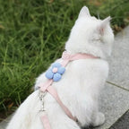 Adjustable Breathable Mesh Cat & Small Dog Harness + Leash Set Pet Harness Set Richie's Pink M