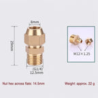 Brass Flare Adapter Hexagon Male Thread 1/4" 3/8" 1/2" Connector Brass Pipe Fitting Richie's Pipe 8mm x 1-4-