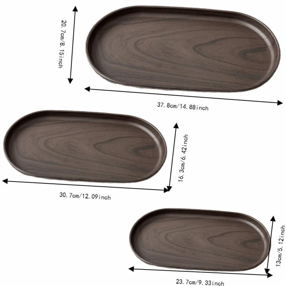 Vintage Oval Tray Walnut Wood Grain Fruit & Dessert Platter Serving Tray Richie's