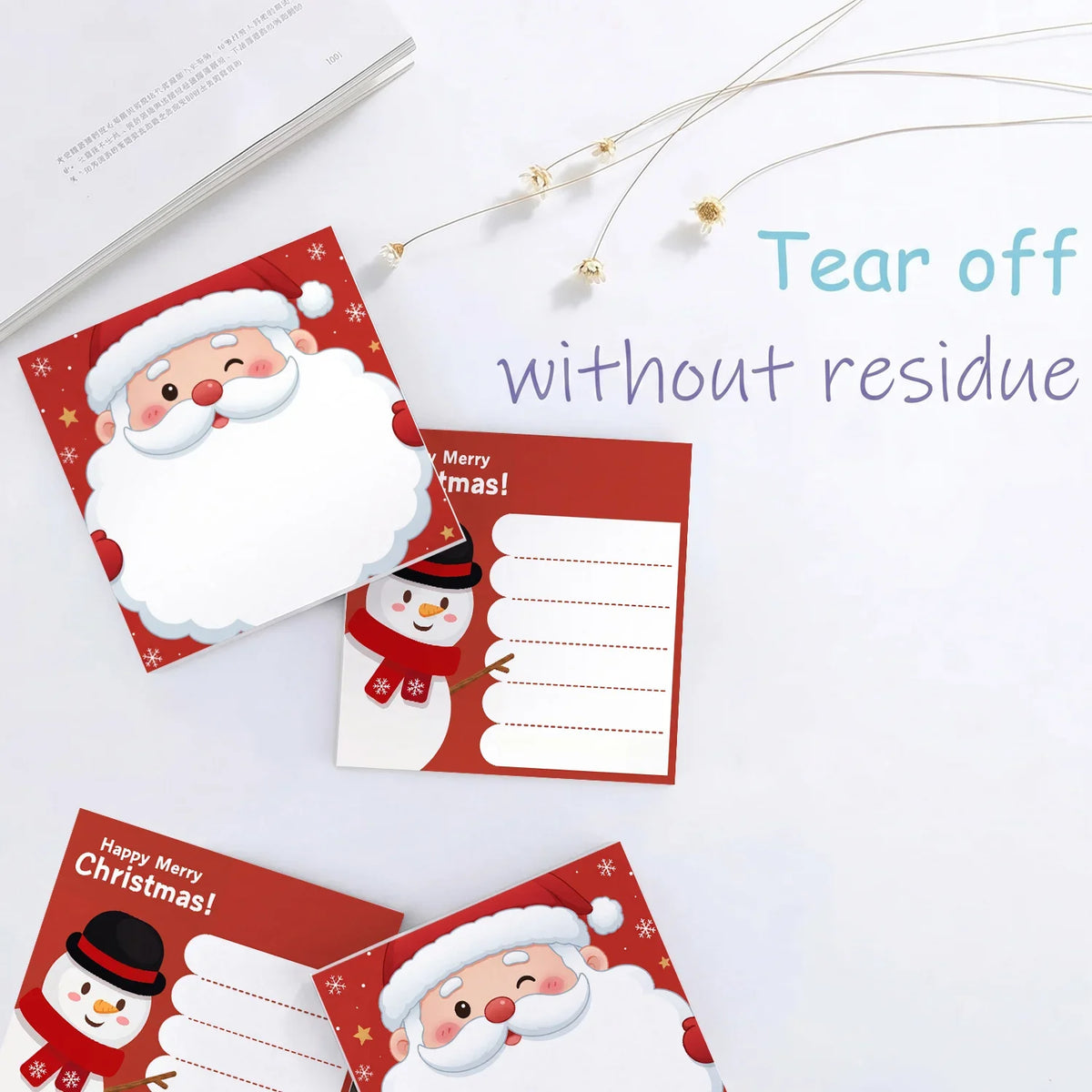2-Pack Christmas Sticky Notes Santa Snowman Memo Pads Christmas Sticky Notes Richie's