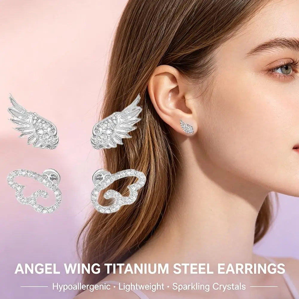 Angel Wing Crystal Stud Earrings – Sparkling Geometric Ear Studs Crystal Stud Earrings Richie's