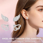 Angel Wing Crystal Stud Earrings – Sparkling Geometric Ear Studs Crystal Stud Earrings Richie's