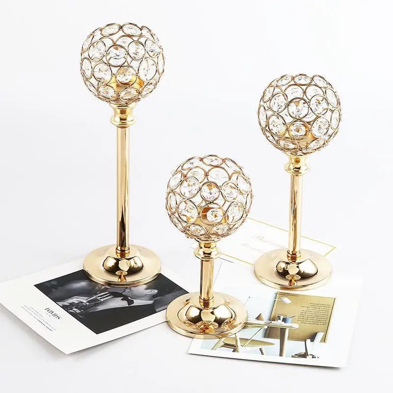 Gold Crystal Tealight Candle Holder – Festive Home Decor Candle Holder Richie's