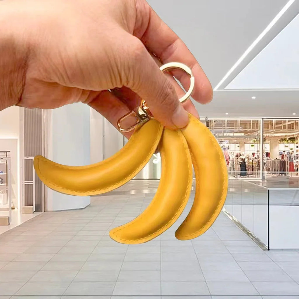 Cute Leather Banana Fruit Charm Keyring – Bag Accessory Gift Bag Charm Keyring Richie's
