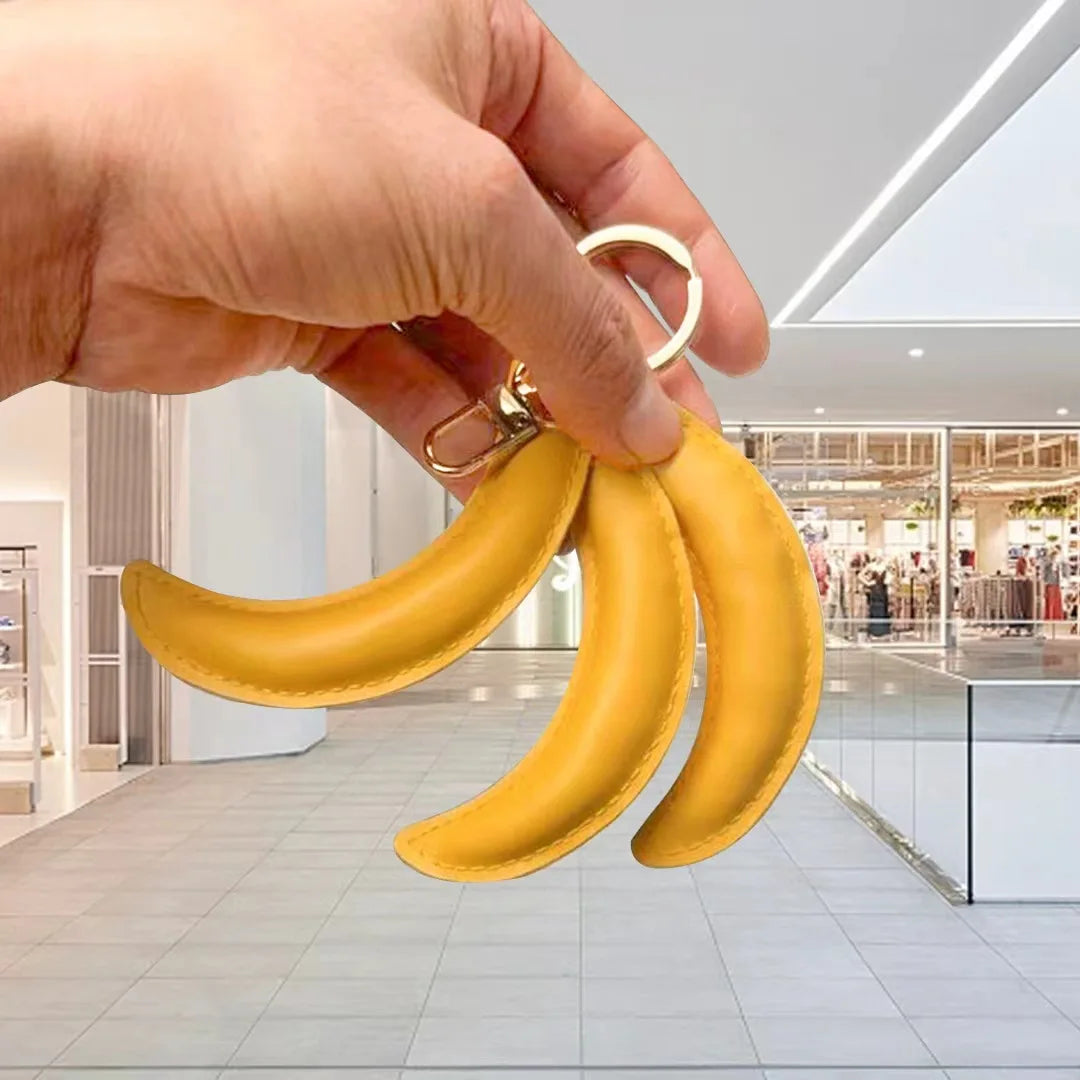Cute Leather Banana Fruit Charm Keyring – Bag Accessory Gift Bag Charm Keyring Richie's