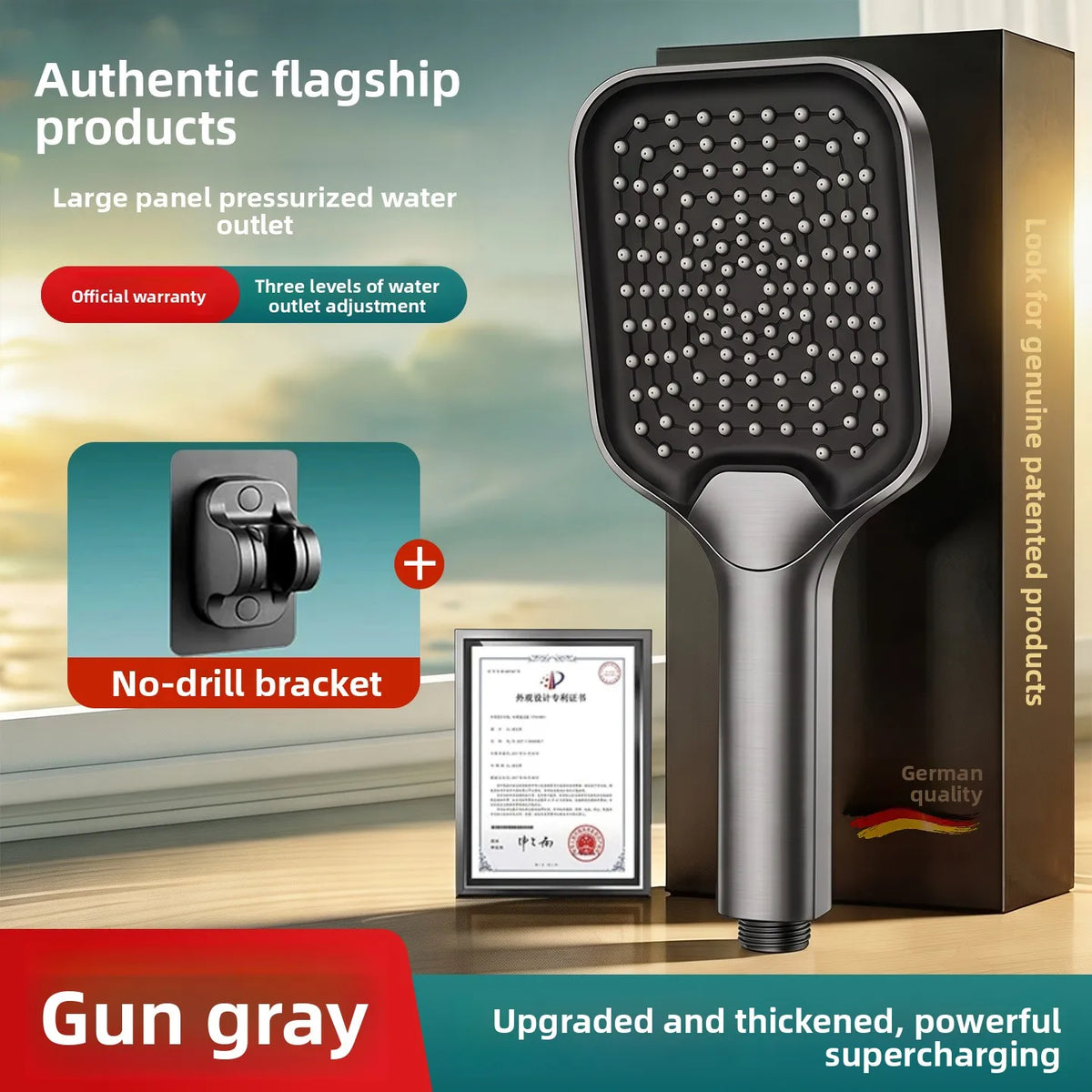 Pressurized Shower Head Set – High-Flow ABS Bathroom Kit Pressurized Shower Set Richie's Gun Grey Set 1