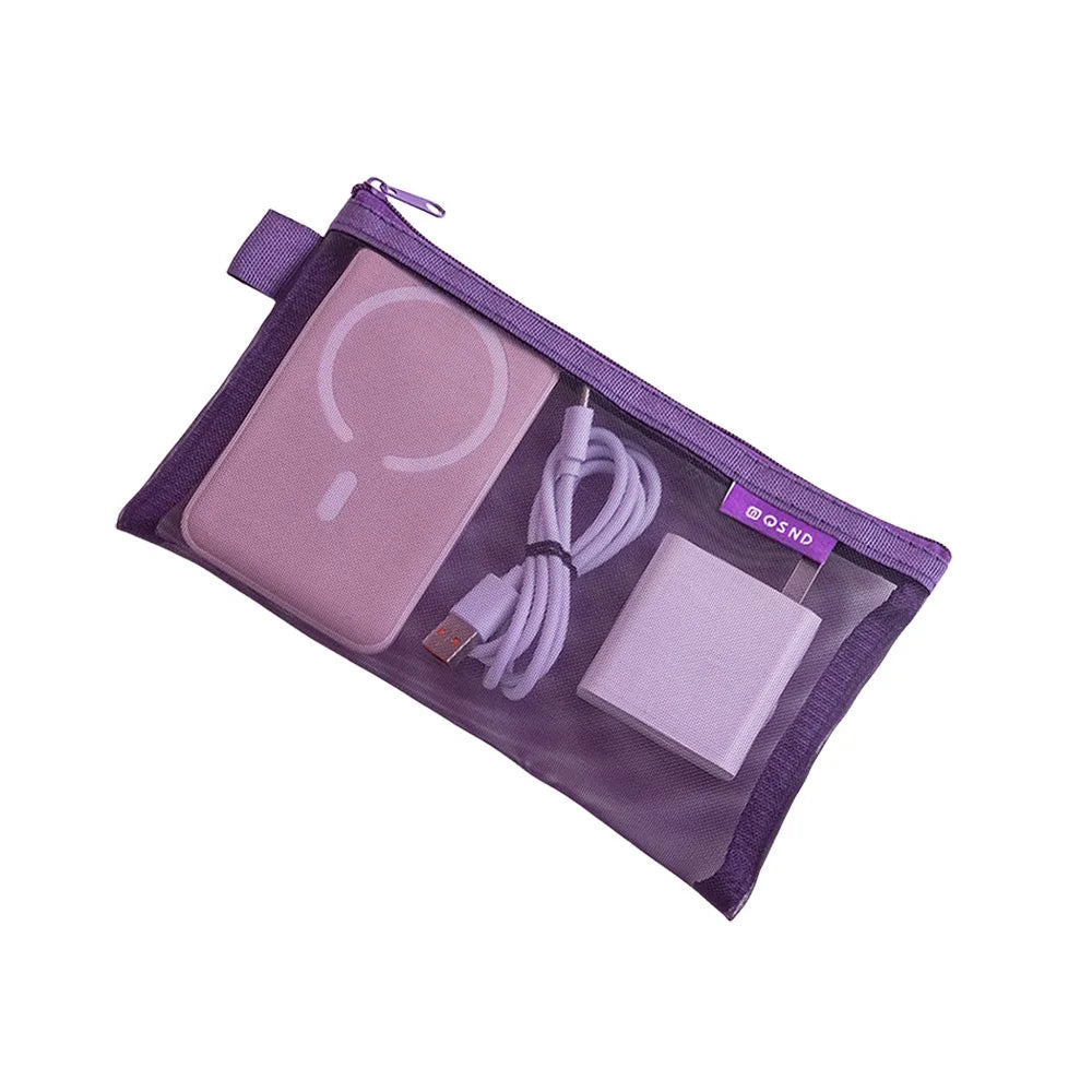 Mini Nylon Zipper Storage Bag – Cosmetic & Coin Organizer Storage Organizer Bag Richie's Purple-3