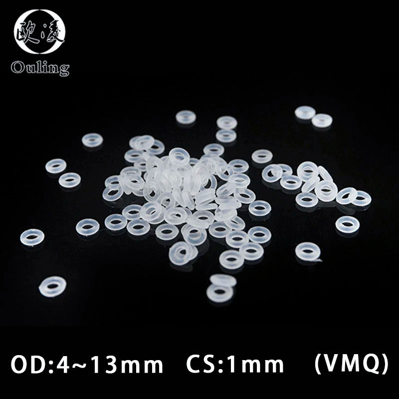 50PCS Silicone VMQ O-Ring Gasket Set CS1mm OD 3–13mm Silicone O-Ring Set Richie's