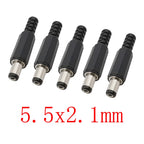 DC Power Male Plug Solder Connector 3.5–6.5mm | 5 or 10 Pack DC Power Connector Richie's 5.5x2.1mm 10Pcs