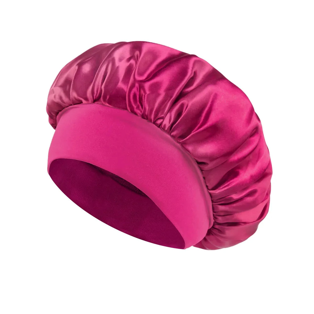 Satin Wide-Brim Sleeping Bonnet – Unisex Hair Care Night Cap
