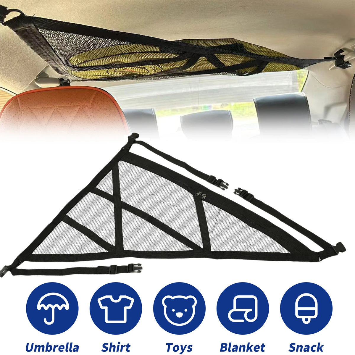 Triangular Car Ceiling Cargo Net – SUV Roof Organizer 80×55cm Car Roof Cargo Net Richie's