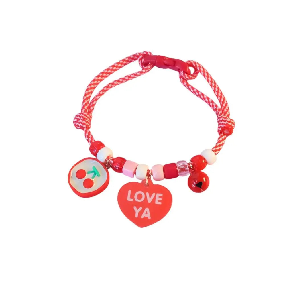 Adjustable Knit Pet Collar with Bell & Pendants for Cats & Dogs Pet Collar Richie's Red