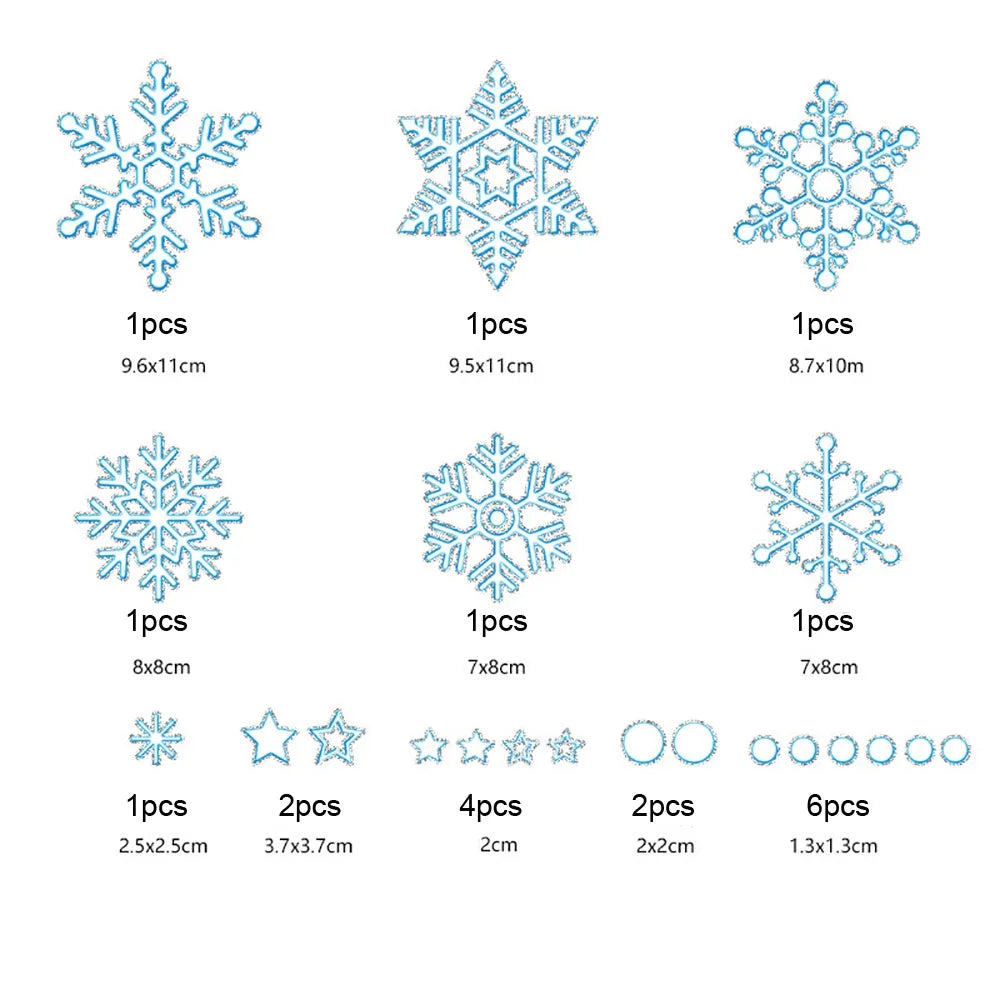 Christmas Snowflake Electrostatic Wall Stickers – Green & Silver Christmas Wall Stickers Richie's Silver-2