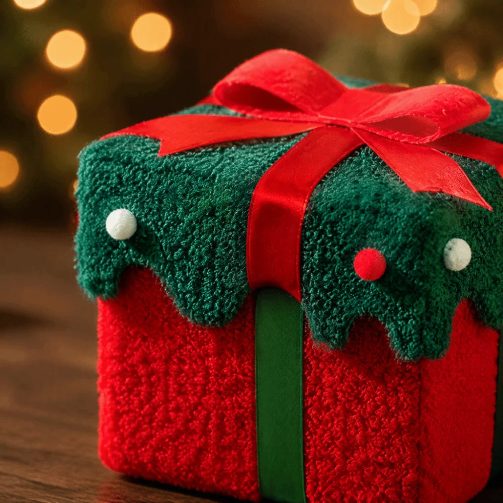 Velvet Christmas Gift Box with Bow | Square 12cm Empty Box Gift Box Richie's