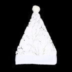 White Plush Santa Hat Gold Silver Sequin Snowflake Christmas Cap Christmas Santa Hat Richie's Silver Branch One Size