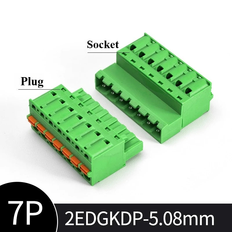 Spring-Press Plug-In Terminal Block 5.08mm 2–24P | 2EDGKD Set Terminal Block Connector Richie's 7P Plug and socket set