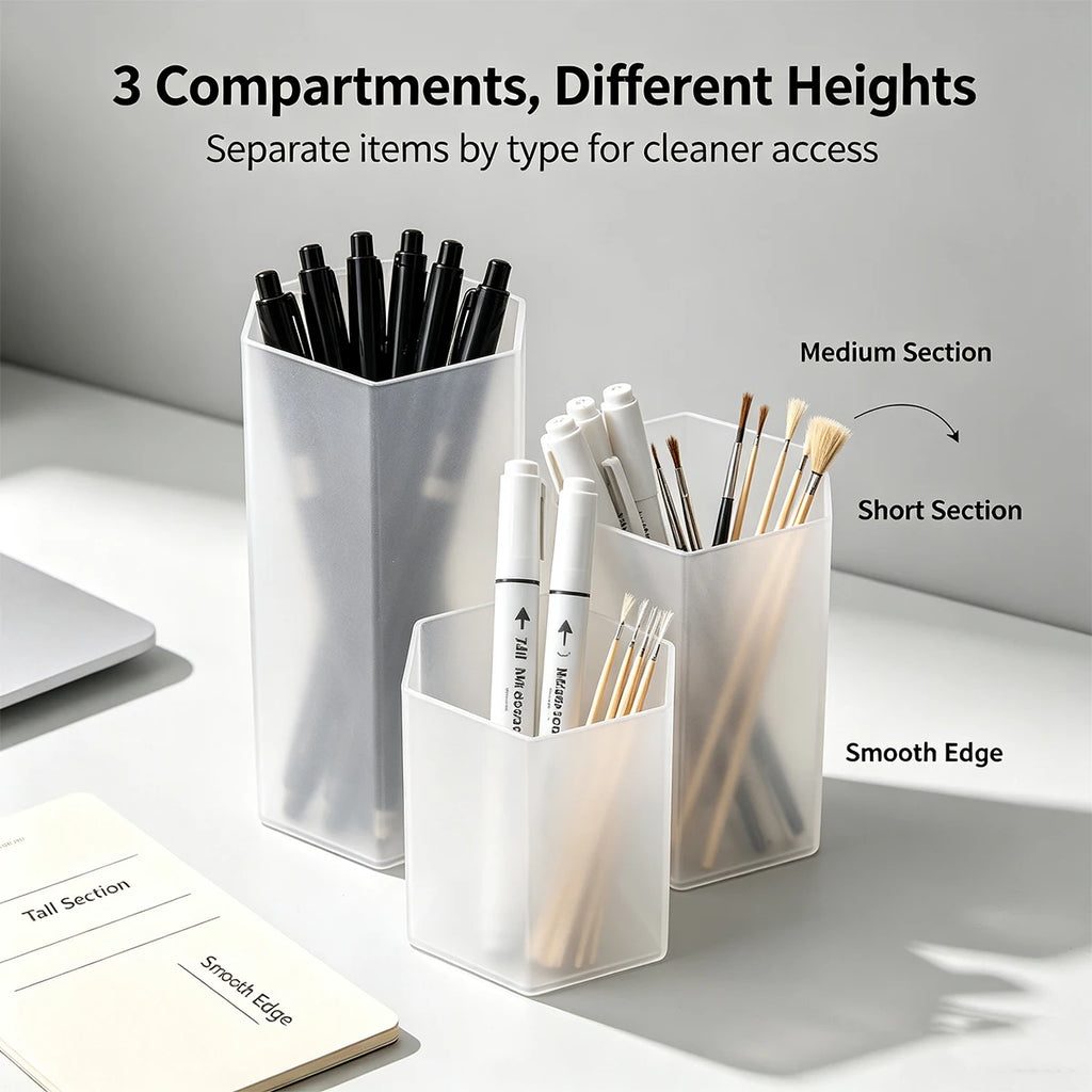 Hexagonal Transparent Pen Holder – Multi-Compartment Organizer Pen & Desk Organizer Richie's