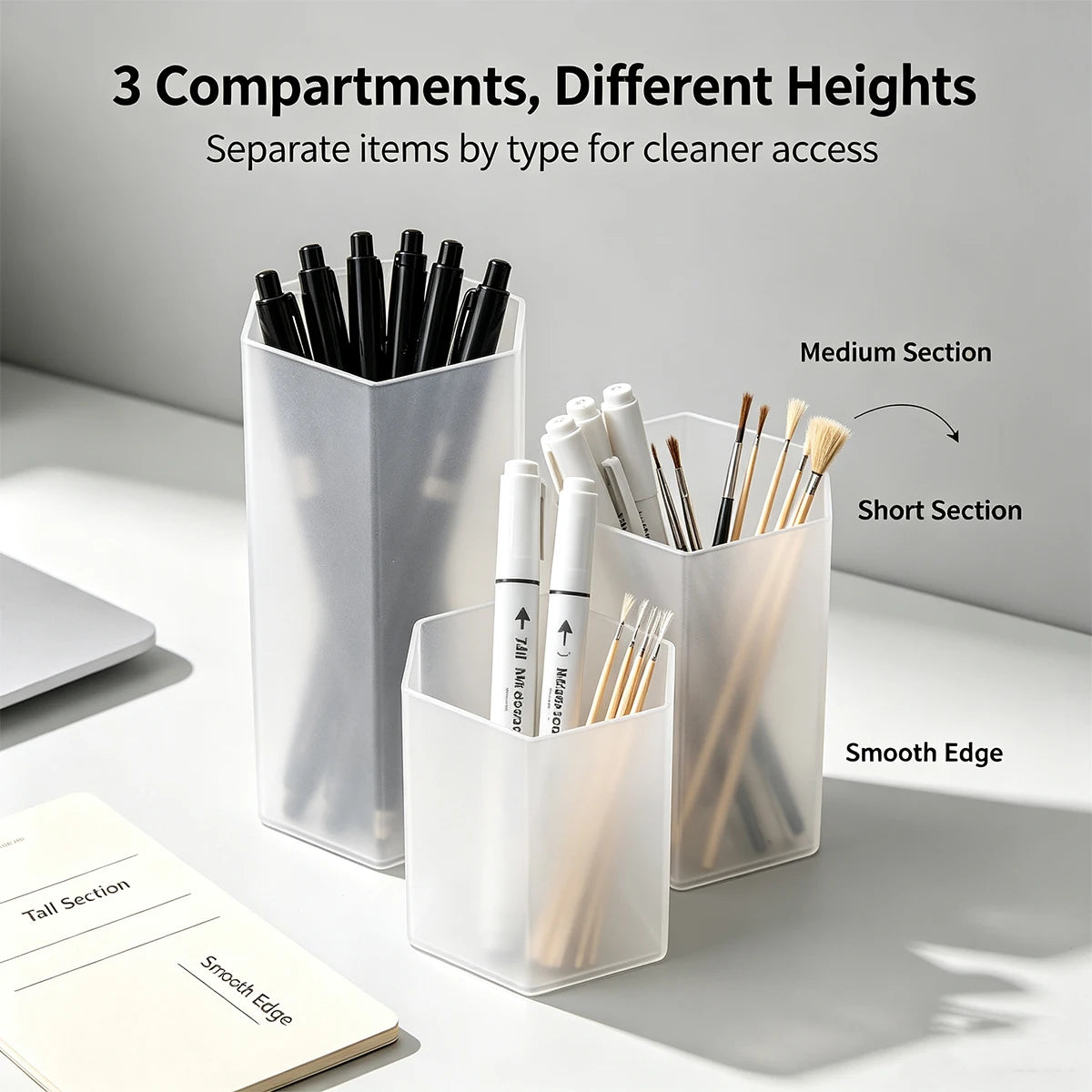 Hexagonal Transparent Pen Holder – Multi-Compartment Organizer Pen & Desk Organizer Richie's