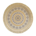 Bohemian Round Woven Placemat – Heat Resistant & Non-Slip Tassel Woven Placemat Richie's Orange Grey 1 L