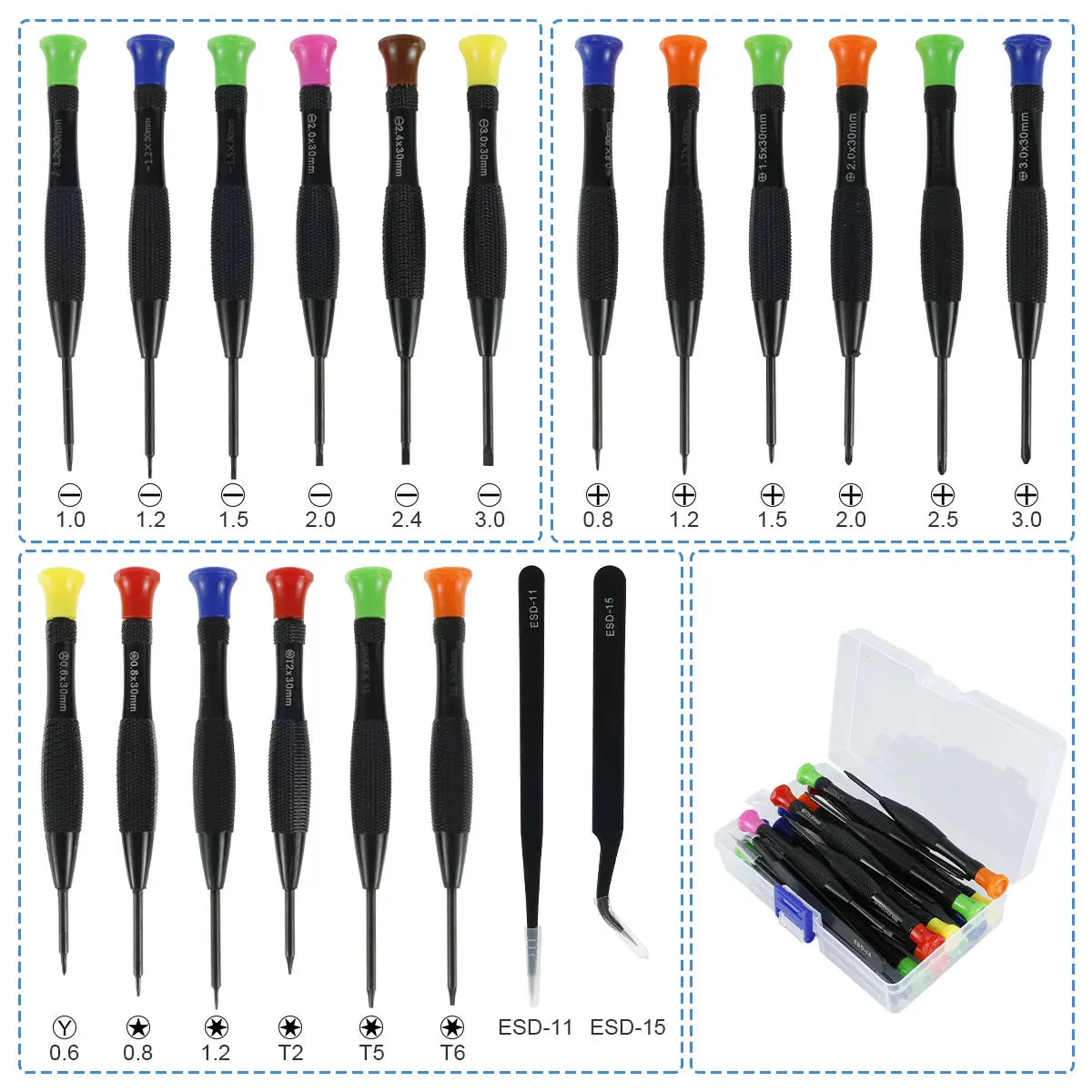 18/20Pc Precision Screwdriver Set with Tweezers | Watch & Electronics Precision Screwdriver Set Richie's