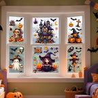 3D Halloween Window Clings – Castle, Bats, Witch & Pumpkin Decals Halloween Window Decals Richie's