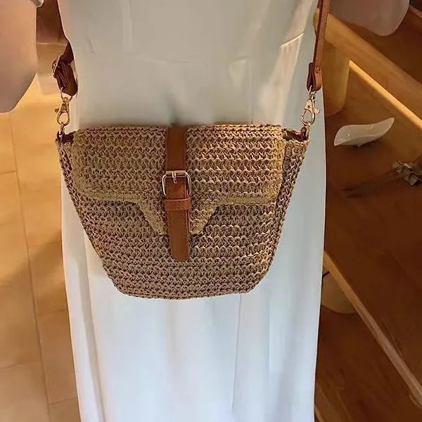 Women's Woven Straw Tote Bag – Bohemian Beach Crossbody Woven Straw Tote Bag Richie's