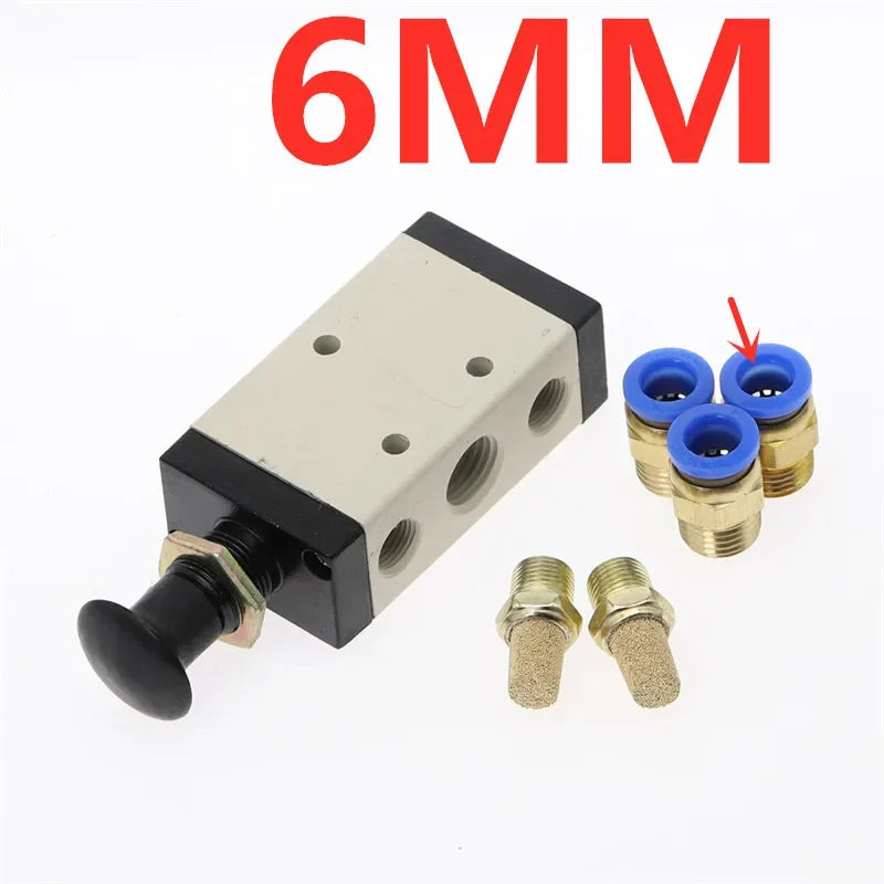 4R210-08 Manual Air Valve 1/4" 5-Port 2-Position + Fittings Pneumatic Control Valve Richie's 4R210-08-PC6