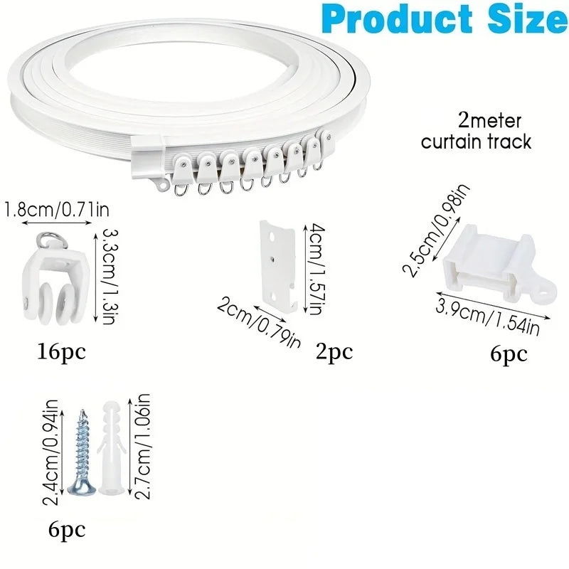 Flexible Bendable Curtain Track – Ceiling or Wall Mount 1m Curtain Track Rail Richie's 2m Wall mount