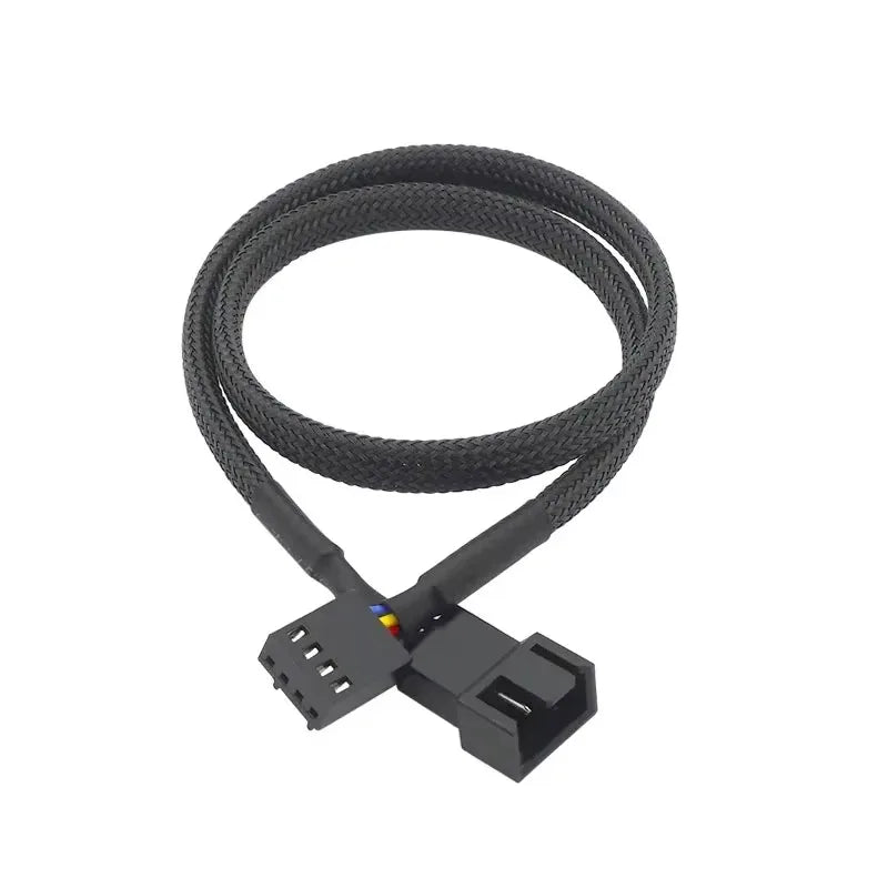 4-Pin PWM Fan Extension Cable 1-to-1 Splitter Black Sleeved Fan Extension Cable Richie's