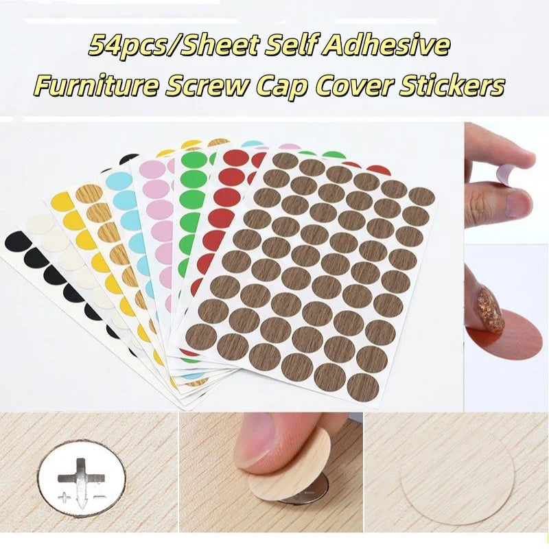 54pcs Self-Adhesive Screw Cap Cover Stickers – Furniture PVC Screw Cap Stickers Richie's