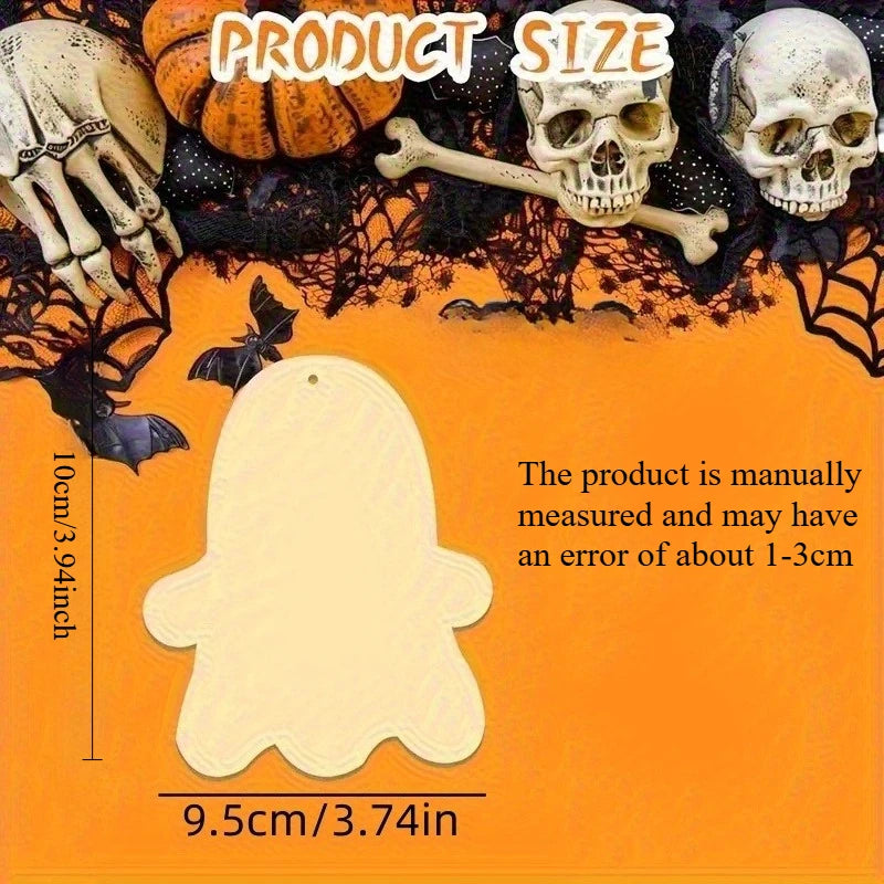 10pcs Unfinished Wooden Halloween Ornaments – 2D Flat DIY Craft Set Wooden Craft Ornaments Richie's