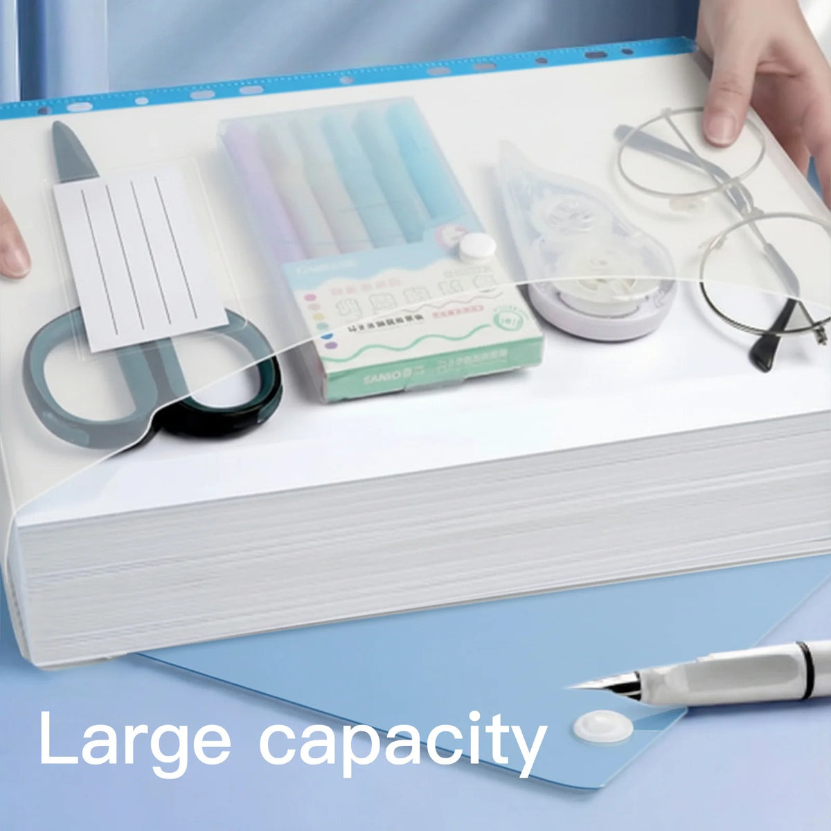 8-Pack A4 Ring Binder Folders with Lock Button & 11 Pockets Ring Binder Folder Richie's