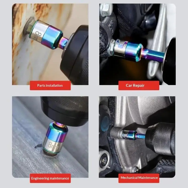 8mm Non-Magnetic Impact Socket CR-Mo Steel 1/4" Hex – 2pc Set Impact Socket Adapter Richie's