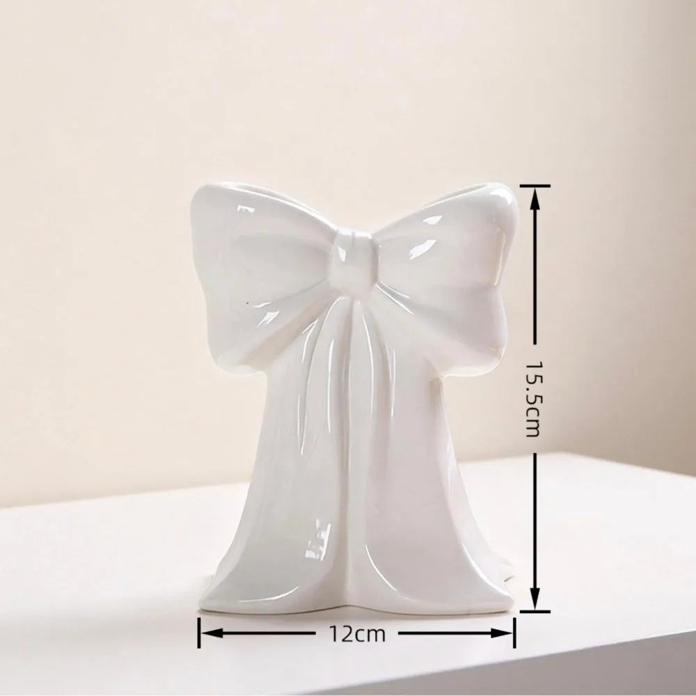 Pink Ceramic Bow Vase – Handcrafted Coquette Bow Knot Décor Decorative Ceramic Vase Richie's