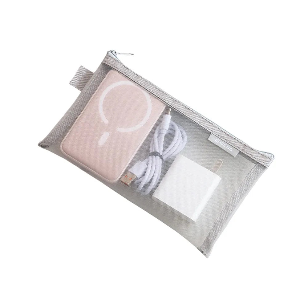 Mini Nylon Zipper Storage Bag – Cosmetic & Coin Organizer Storage Organizer Bag Richie's Grey-3