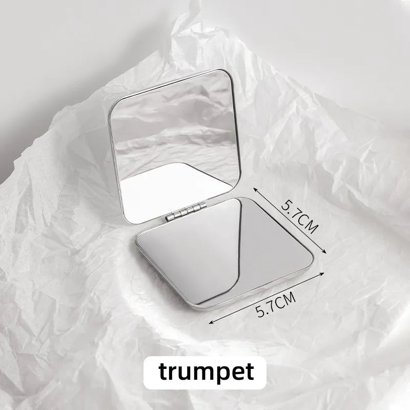 Foldable Double-Sided Pocket Makeup Mirror – Stainless Steel Compact Makeup Mirror Richie's Square trumpet