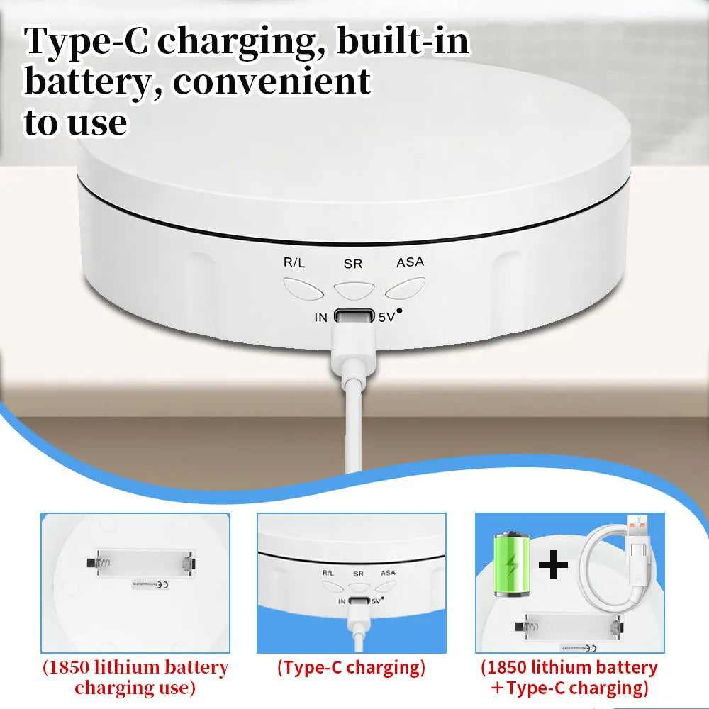 360° Electric Rotating Display Stand – 3-Speed USB Turntable Rotating Display Stand Richie's
