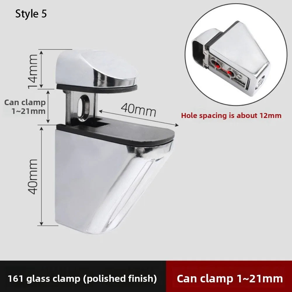 Zinc Alloy Adjustable Glass & Wood Shelf Clamp 1–22mm Wall Mount Shelf Bracket Clamp Richie's 5 8 inch